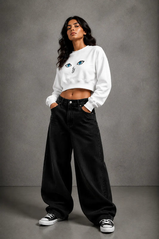 NEWTRAL WOMENS CROP SWEATSHIRT - GOJO WHITE