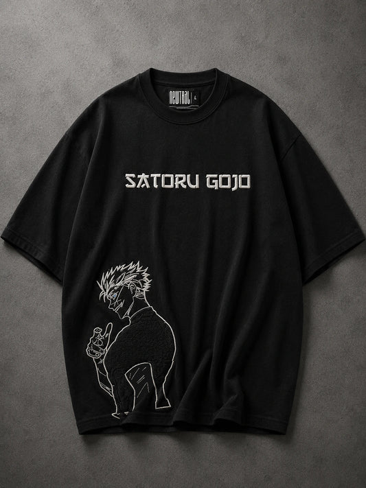 NEWTRAL X JJK GOJO OVERSIZED BLACK TEE - UNISEX