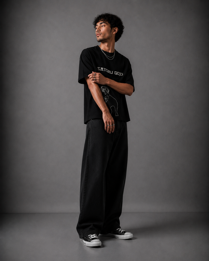 NEWTRAL X JJK GOJO OVERSIZED BLACK TEE - UNISEX