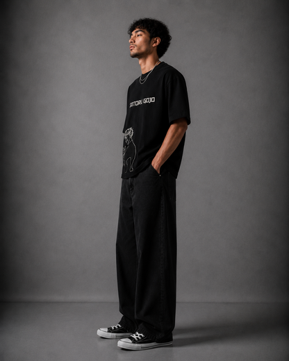 NEWTRAL X JJK GOJO OVERSIZED BLACK TEE - UNISEX
