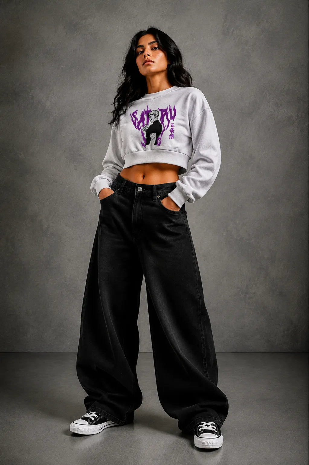 NEWTRAL WOMENS CROP SWEATSHIRT - GOJO GREY 2